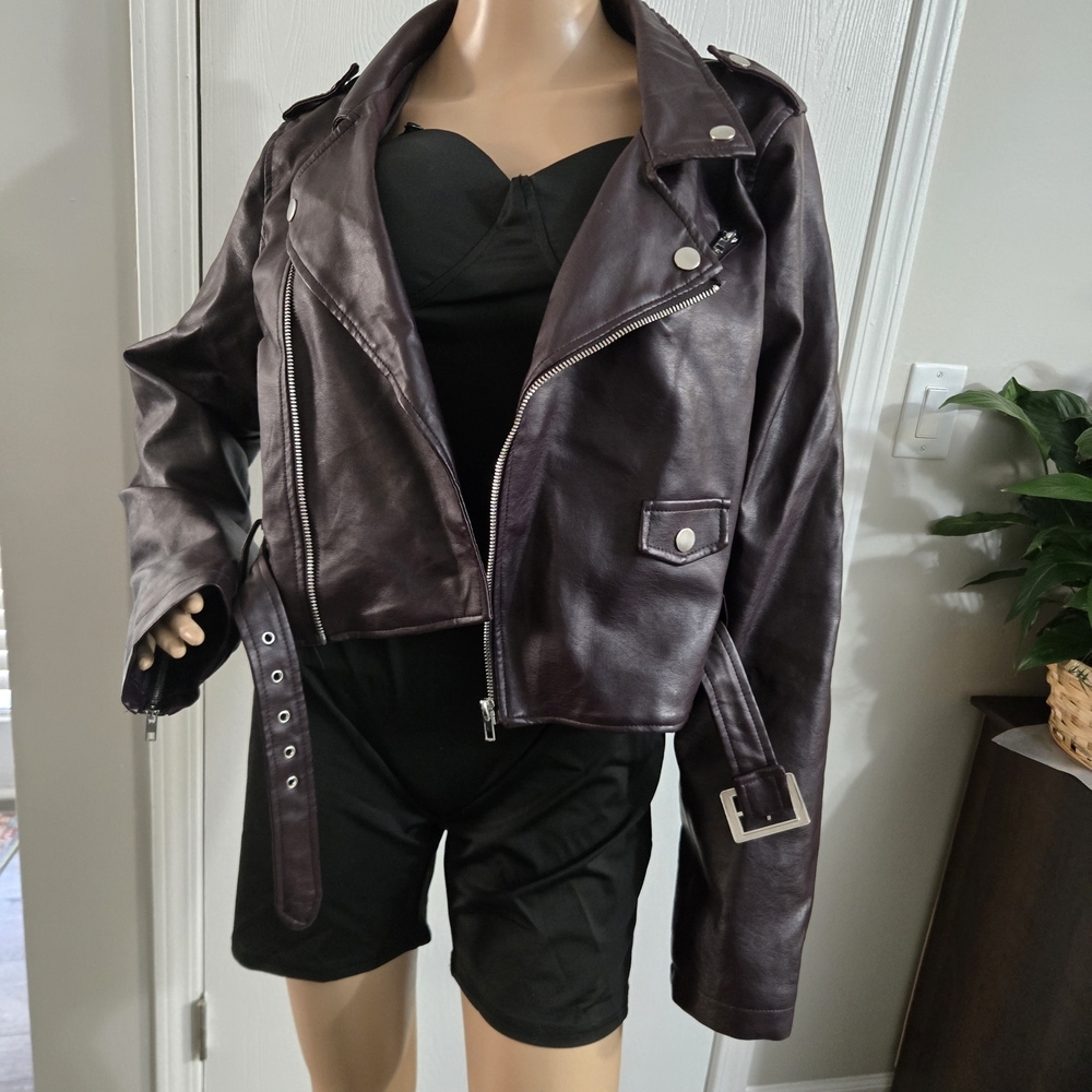 Fashion Nova Dark Brown Leather Jacket - Picture 5 of 7